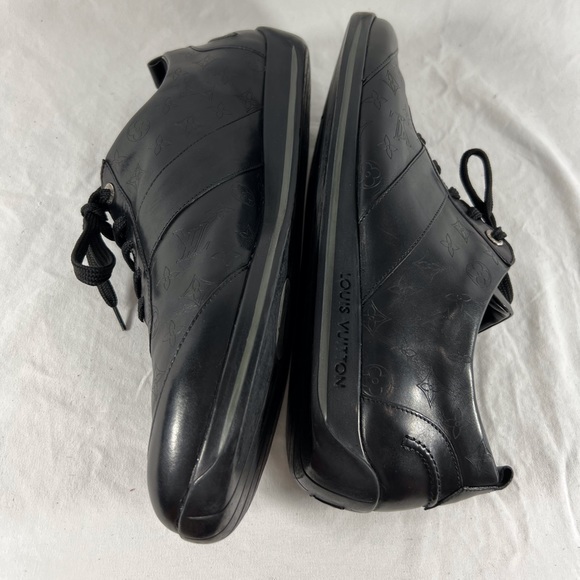 LOUIS VUITTON Monogram Black Leather Mens Logo sneakers Marked as 10.5 11.5US - Picture 11 of 15